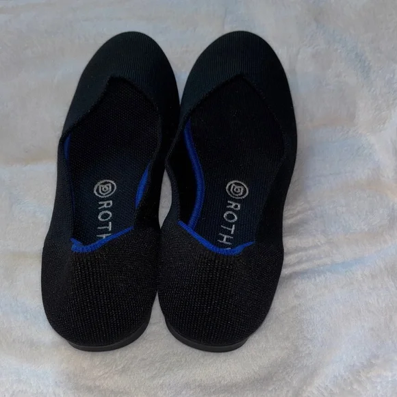 Rothy's Elegant Black Flats with Blue Trim - Picture 10 of 10